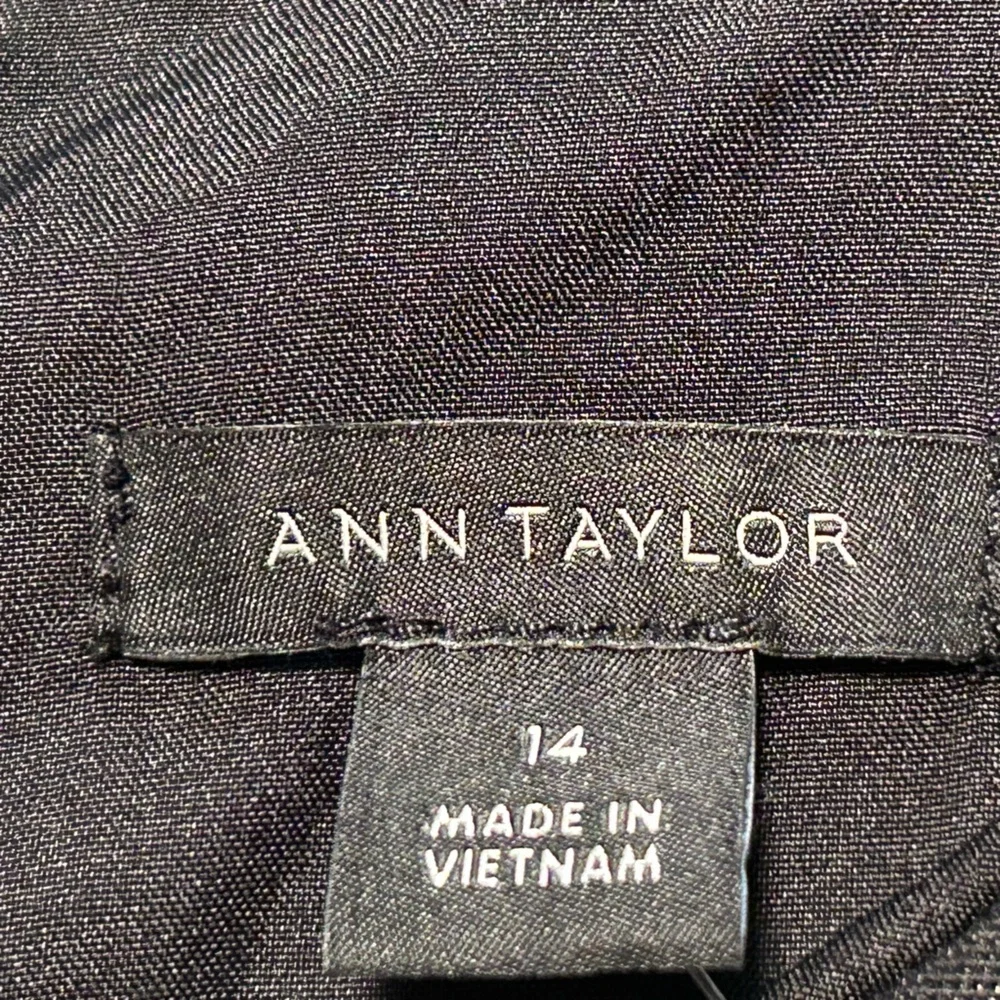 Ann Taylor Classic Geo Jacquard Flare Dress Black/Gold  Size 14 - Picture 5 of 15